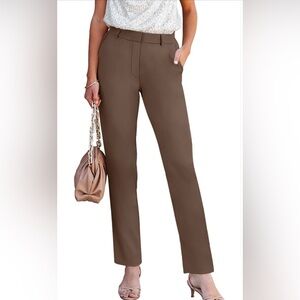 High waisted brown wide leg women's pants size SMALL LONG